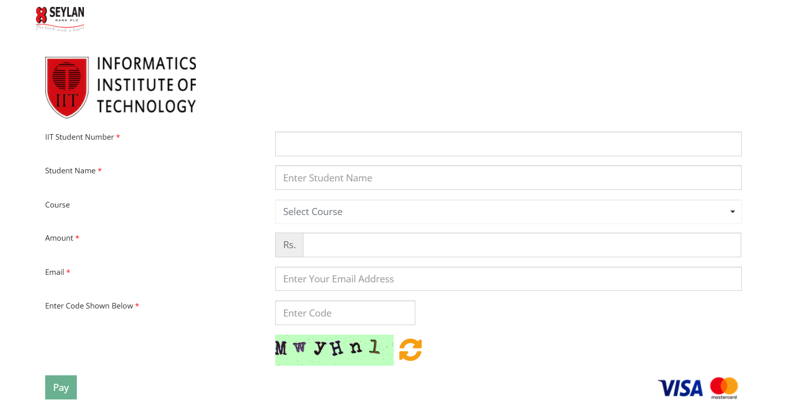 Seylan Bank Payment Gateway Screenshot
